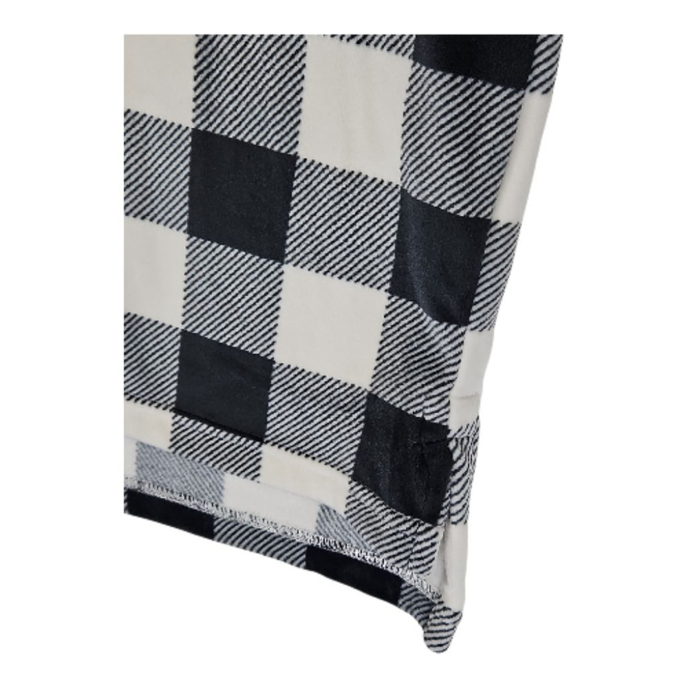 Lands End Black & White Buffalo Plaid Mock Neck Fleece Tunic Size M - Picture 3 of 7
